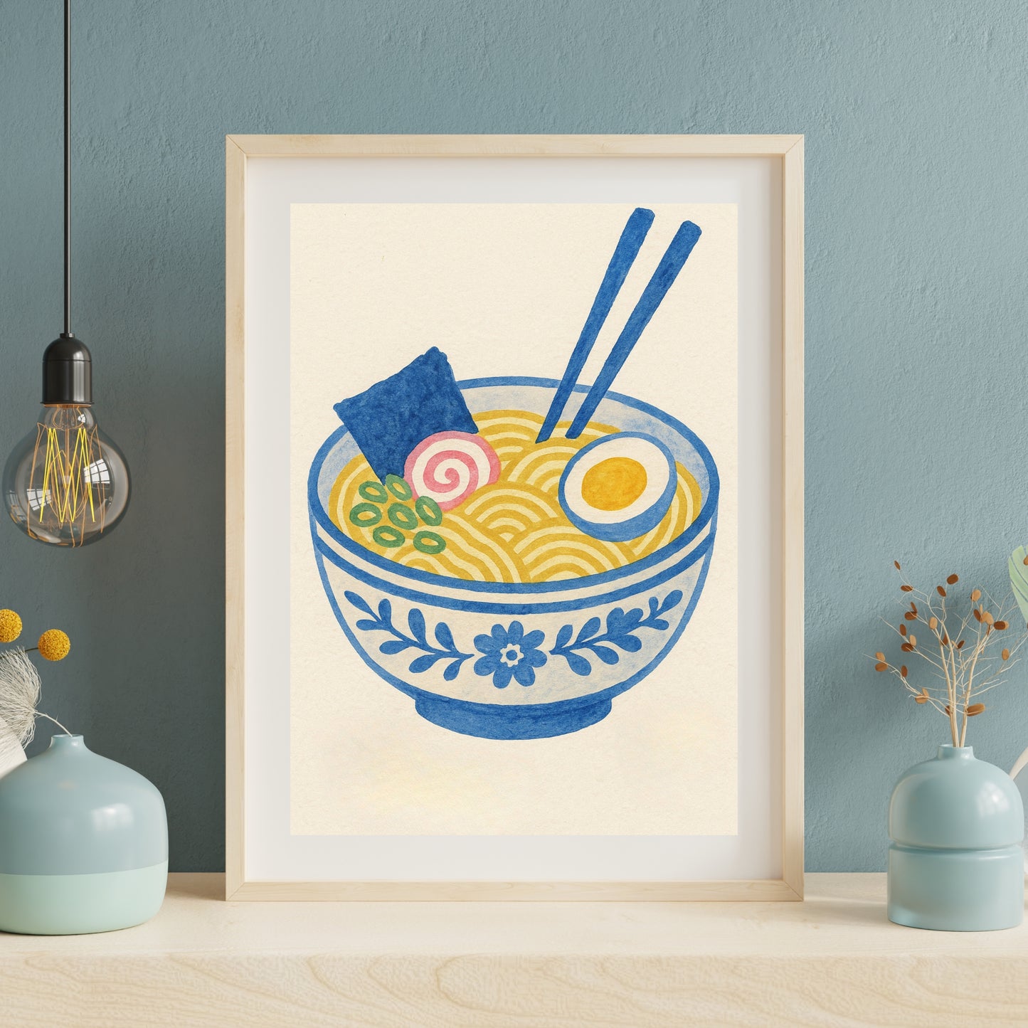 Ramen Noodle Soup - Print - Porcelain Watercolour