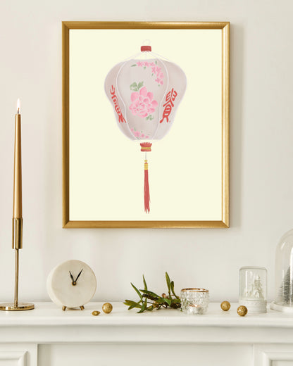 Chinese Floral Lantern Print Cream
