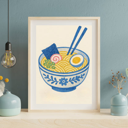 Ramen Noodle Soup - Print - Porcelain Watercolour
