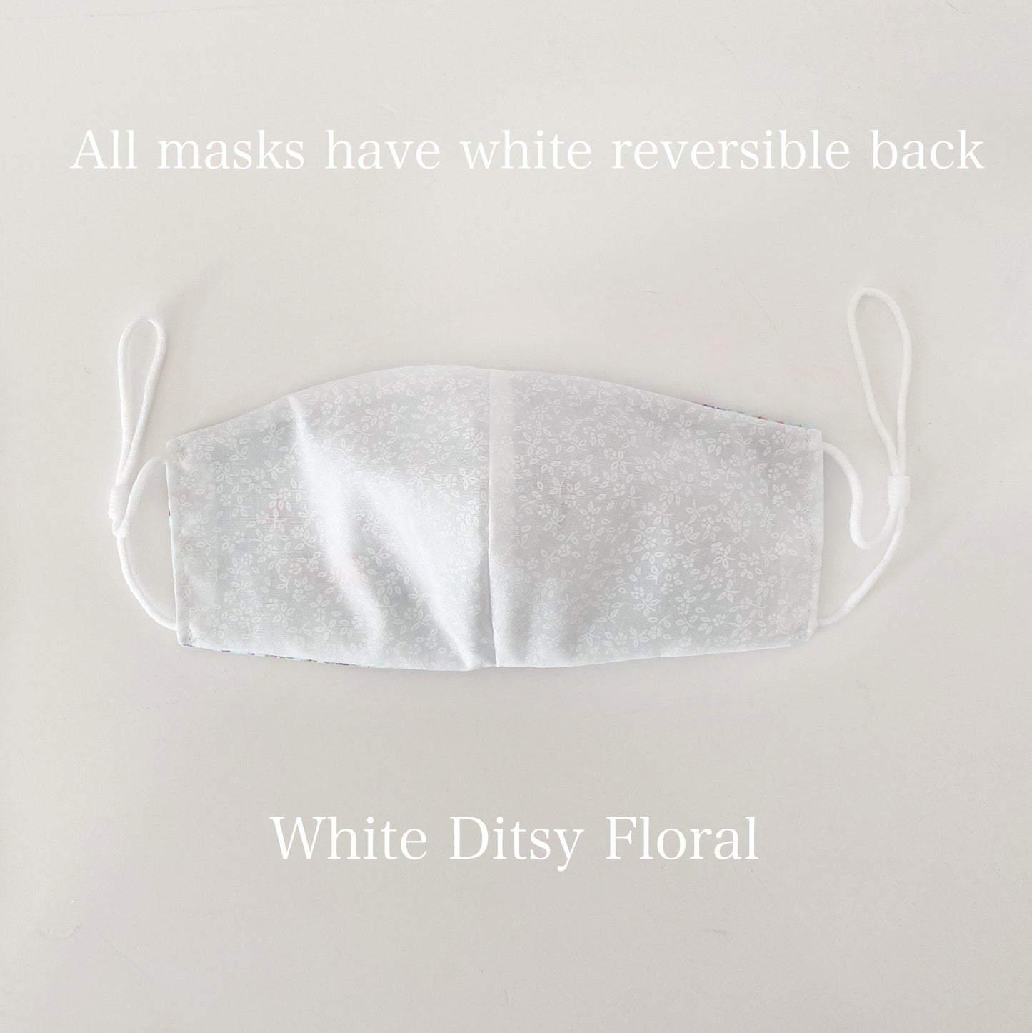 GREY FLORAL REVERSIBLE 2 in 1 Mask Adjustable Super Soft Elastic. Washable Reusable homemade face masks Double layer cotton made in U.K.