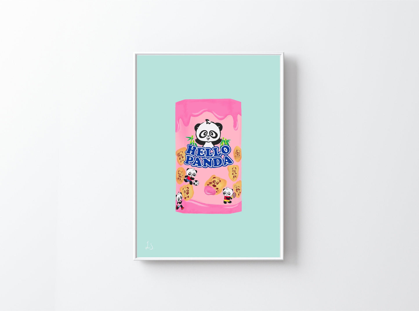 HELLO PANDA PRINT, retro oriental food print, Asian supermarket sweets, Korean art, children’s bedroom decor, panda print in the U.K.