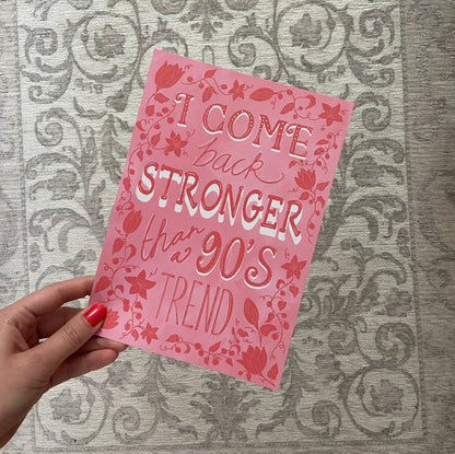 I Come Back Stronger Than a 90’s Trend postcard, Taylor swift Willow Quote, chinoiserie floral print, vintage print artwork in the U.K.