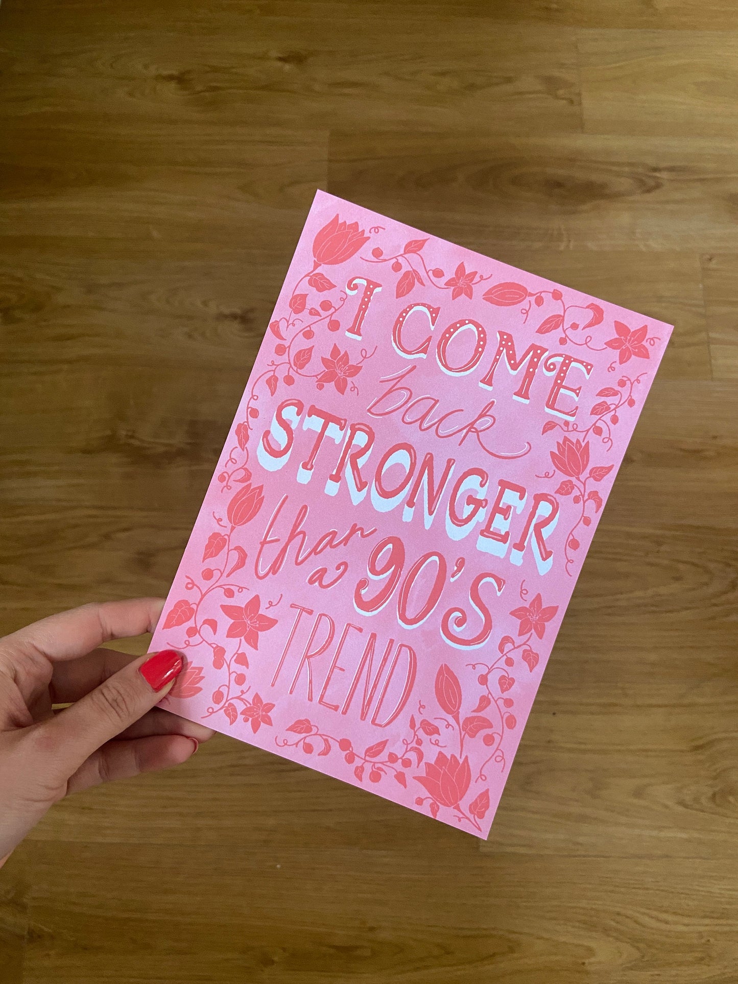 I Come Back Stronger Than a 90’s Trend postcard, Taylor swift Willow Quote, chinoiserie floral print, vintage print artwork in the U.K.