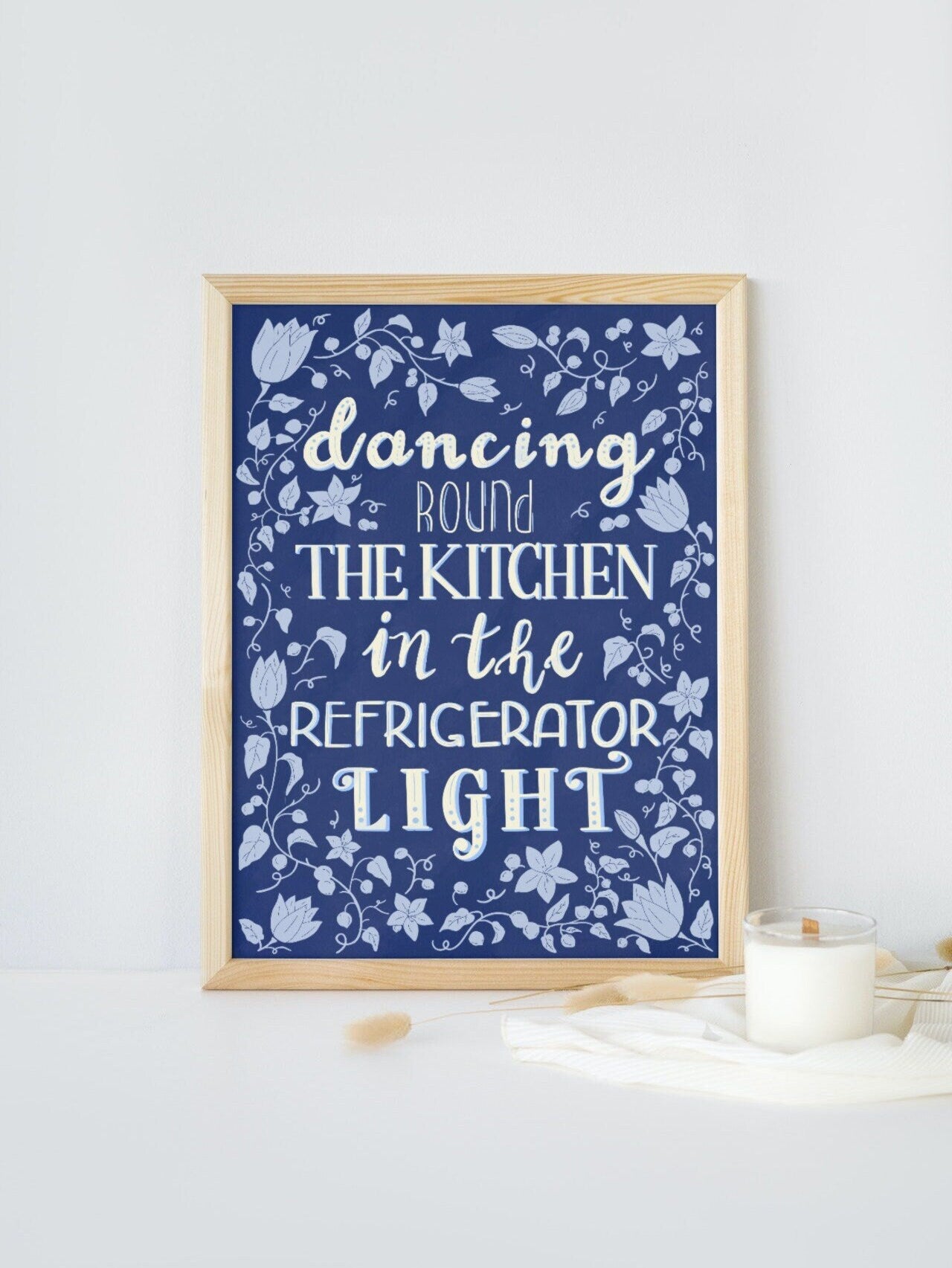 Dancing Round The Kitchen in The Refrigerator Taylor swift All Too Well Quote, chinoiserie floral print, vintage print artwork in the U.K.